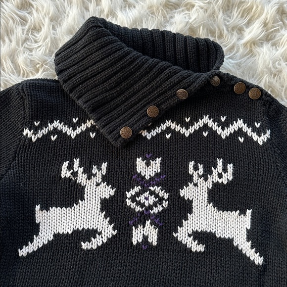 Ralph Lauren little girls black cotton deer snowflake  sweater Medium 8/10 - Picture 5 of 13